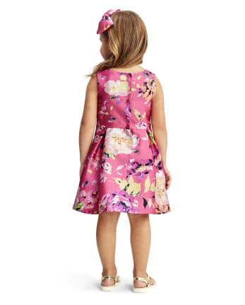 Vestido plisado floral para niñas pequeñas