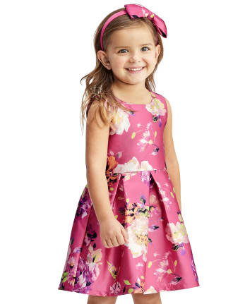 Toddler Girls Floral Pleated Dress