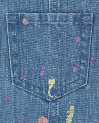 Shorts vaqueros con salpicaduras de pintura para bebés y niñas pequeñas