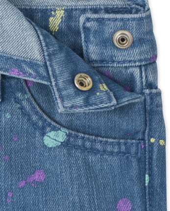 Shorts vaqueros con salpicaduras de pintura para bebés y niñas pequeñas