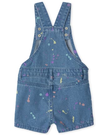 Shorts vaqueros con salpicaduras de pintura para bebés y niñas pequeñas