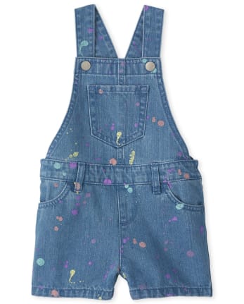 Shorts vaqueros con salpicaduras de pintura para bebés y niñas pequeñas