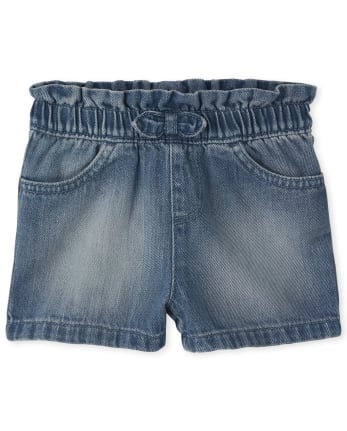 Baby And Toddler Girls Paperbag Waist Denim Shorts