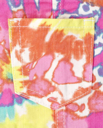 Salopette courte tie-dye arc-en-ciel pour bébés et petites filles