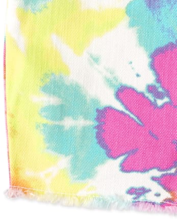 Salopette courte tie-dye arc-en-ciel pour bébés et petites filles