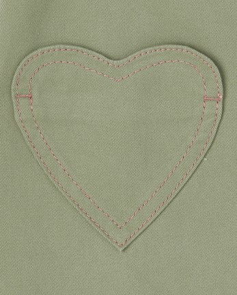 Conjunto de 2 piezas con falda de sarga con corazones para niñas pequeñas