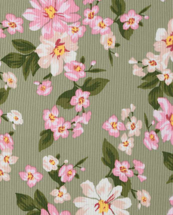 Haut côtelé à fleurs pour fille