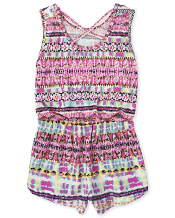 Baby And Toddler Girls Print Cross Back Romper