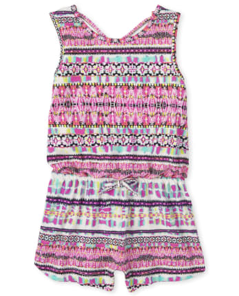 Baby And Toddler Girls Print Cross Back Romper