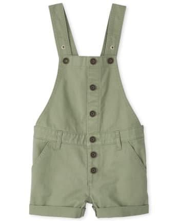Girls Button Front Shortalls