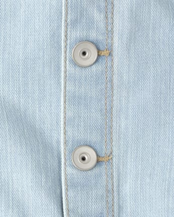 Girls Button Front Denim Shortalls