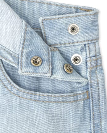 Girls Button Front Denim Shortalls