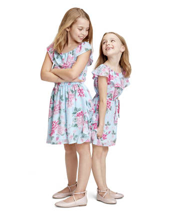 Girls Floral Ruffle Dress