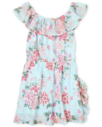 Girls Floral Ruffle Dress