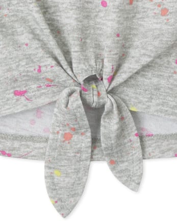 Haut imprimé noué sur le devant pour fille