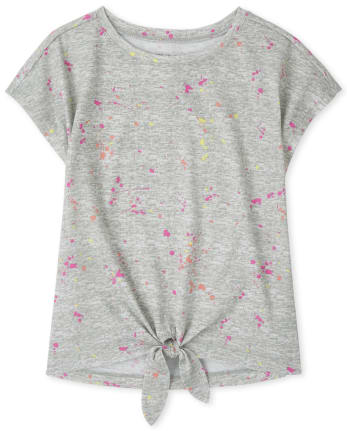 Haut imprimé noué sur le devant pour fille