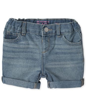 Baby And Toddler Girls Roll Cuff Denim Midi Shorts