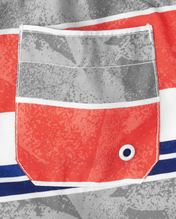 Boys Striped Swim Trunks