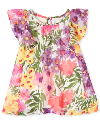 Baby Girls Floral Ruffle Dress