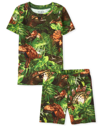 Pijama de algodón de ajuste ceñido Dino Jungle para niños