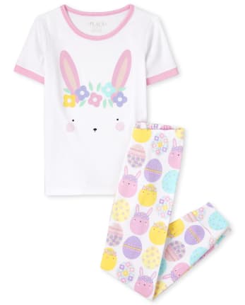 Girls Easter Bunny Snug Fit Cotton Pajamas
