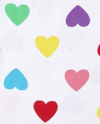 Girls Rainbow Heart Snug Fit Cotton Pajamas 2-Pack