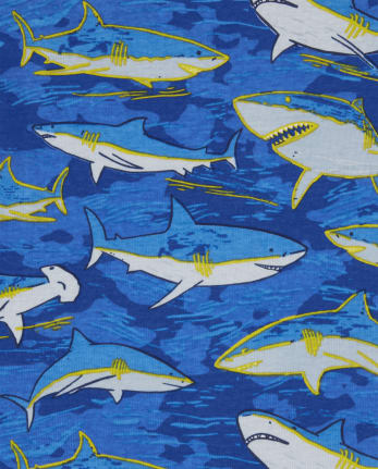 Pijama de algodón de ajuste ceñido Glow Shark para niños, paquete de 2