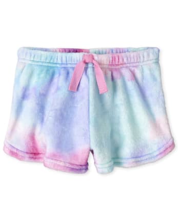 Shorts de pijama de forro polar calentito con efecto teñido anudado para niñas