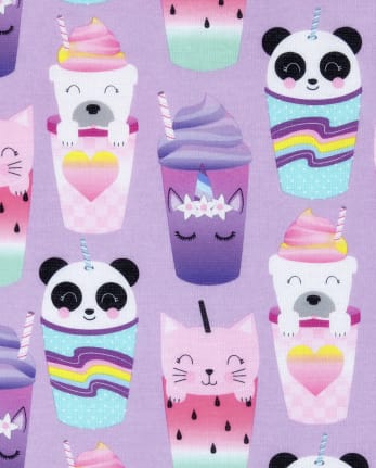 Paquete de 2 pijamas de animales con efecto tie-dye para niñas