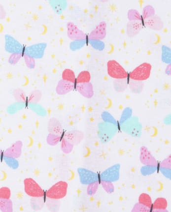 Pink Pastel Butterfly Print Knit Zipper Pajamas