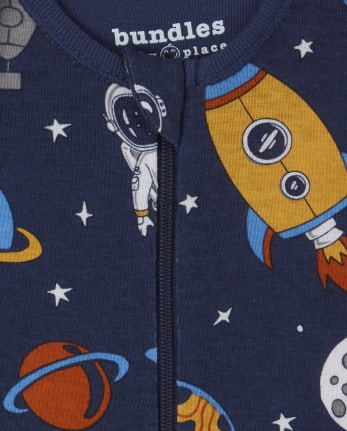 Baby And Toddler Boys Space Snug Fit Cotton One Piece Pajamas 2-Pack