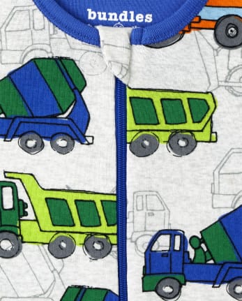 Baby And Toddler Boys Dino Trucks Snug Fit Cotton One Piece Pajamas 2-Pack