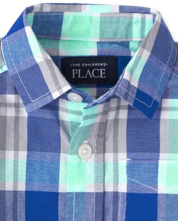 Baby And Toddler Boys Plaid Poplin Button Up Shirt
