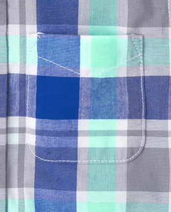 Baby And Toddler Boys Plaid Poplin Button Up Shirt