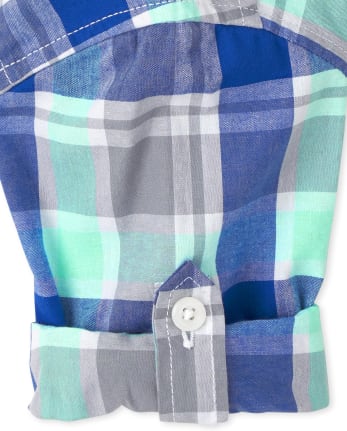 Baby And Toddler Boys Plaid Poplin Button Up Shirt