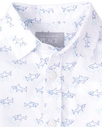 Baby And Toddler Boys Shark Poplin Button Up Shirt