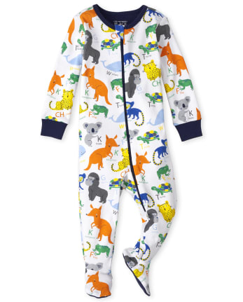 Baby And Toddler Boys ABC Animal Snug Fit Cotton One Piece Pajamas