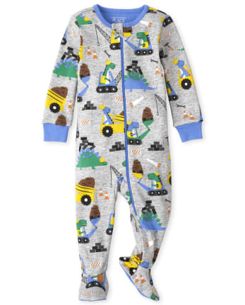 The Childrens Place Baby Toddler Boy Construction Snug Fit Cotton 4-Piece Pajamas 