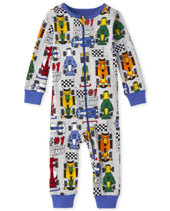 The Childrens Place Baby Toddler Boy Race Car Snug Fit Cotton 4-Piece Pajamas 