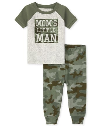 Pyjama en coton ajusté maman camouflage pour bébés et tout-petits garçons