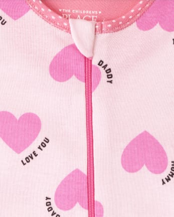 Baby And Toddler Girls Family Heart Snug Fit Cotton One Piece Pajamas