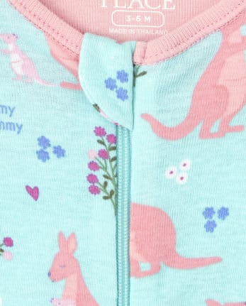 Pijamas de una pieza de algodón con ajuste ceñido tipo canguro para bebés y niñas pequeñas