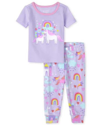 Pijama de algodón con diseño de unicornio mágico para bebés y niñas pequeñas