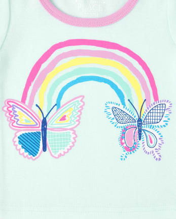 Pijamas de algodón ajustados con mariposas para bebés y niñas pequeñas