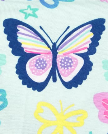Pijamas de algodón ajustados con mariposas para bebés y niñas pequeñas