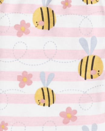 Baby And Toddler Girls Bee Striped Snug Fit Cotton Pajamas