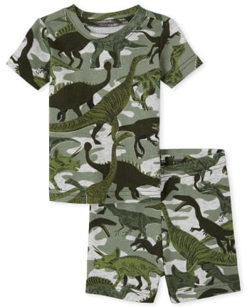 NWT The Childrens Place Dinosaur Space Short Sleeve Boys Pajamas Set 