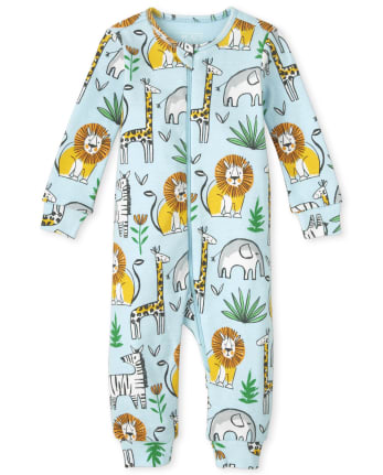 The Children's Place Unisex Baby And Toddler Safari Snug Fit Cotton One Piece Pajamas 