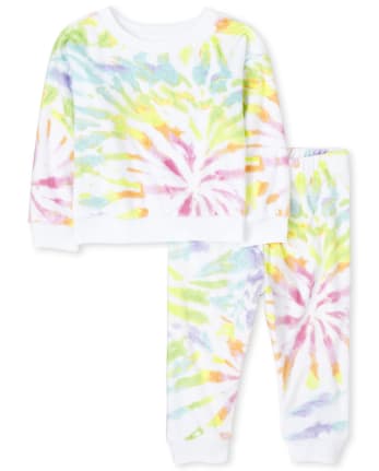 Baby And Toddler Girls Mommy And Me Tie Dye Matching Velour Pajamas