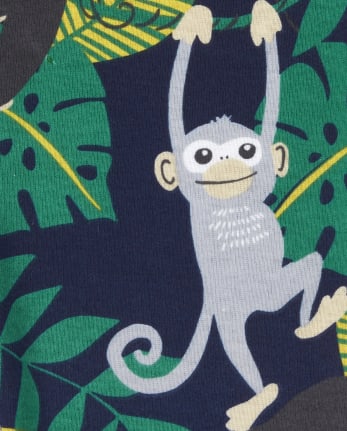 Paquete de 2 pijamas de algodón ajustados con animales para bebés y niños pequeños